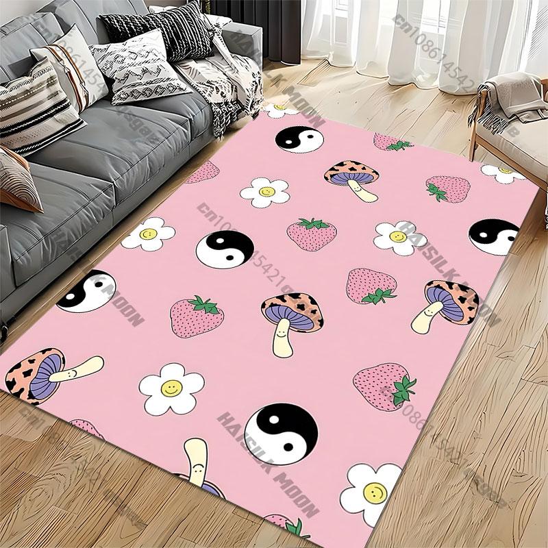 Whimsical Playful Nature Icons Carpet Yoga Living Room Room Decor Children's Crawling Mat Doormat Area Rug Games Mat
