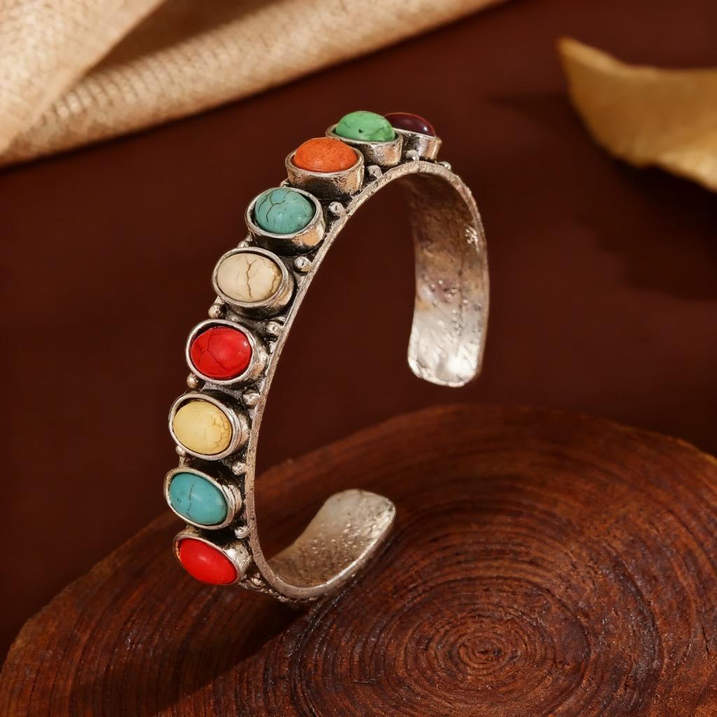 Ethnic Bohemian Turquoise Geometric Cuff Bracelet for Women