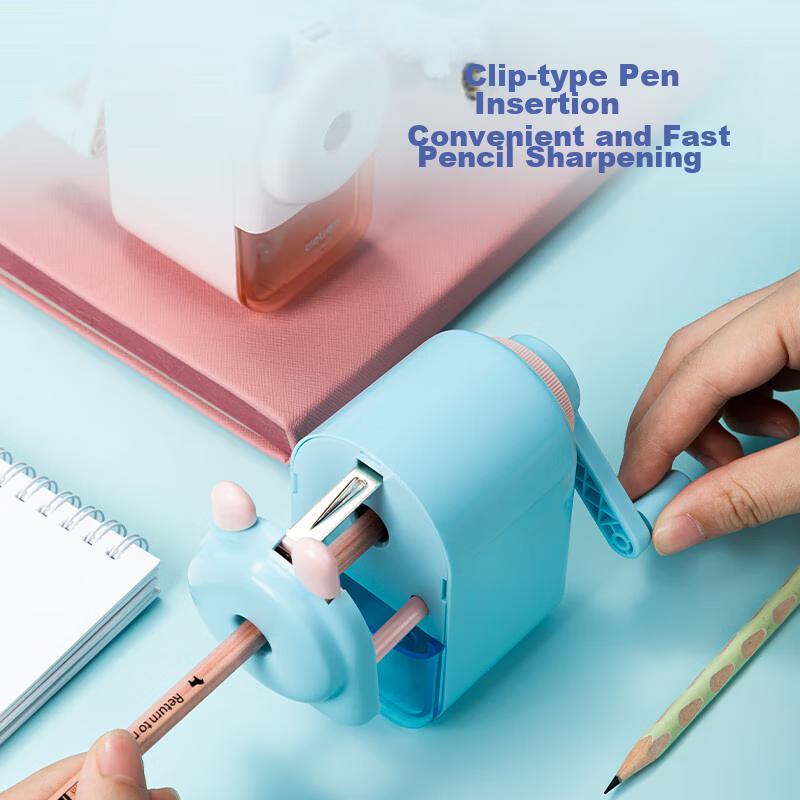 Large-Aperture Hand-Crank Pencil Sharpener for Students, Thick Pencil Barrel, 12mm Large Triangular Pencil Sharpener, Exam Stationery, Back to, Blue