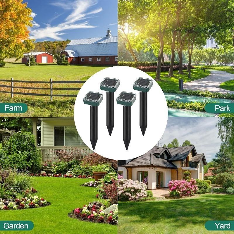 Solar Powered Pest Repeller 8 Pack Ultrasonic Mole Repellent Gopher Vole Snake Rodent Chaser Deterrent for Outdoor Lawn Garden Yards Pest Control