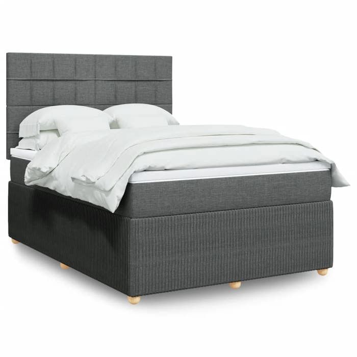 VidaXL Sommier à lattes de lit avec matelas Gris foncé 140x190cm Tissu 3294352