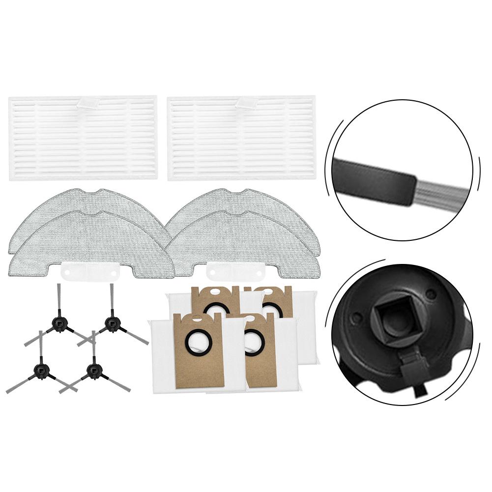 For Airzeen Q10 Pro Robot Vacuum Replacement Parts Bundle 2 Filters 4 Mop Cloths 4 Dust Bags and 4 Side Brushes