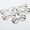 Stylish PC Screen Myopia Glasses Frames Women Optical Diopter Glasses Anti Blue Light Purple Cat-Eye Shaped Metal Eyeglasses Minus