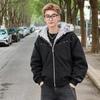 Mens Rivet PU Padded Hooded Winter Thick Warm Loose Casual Coat