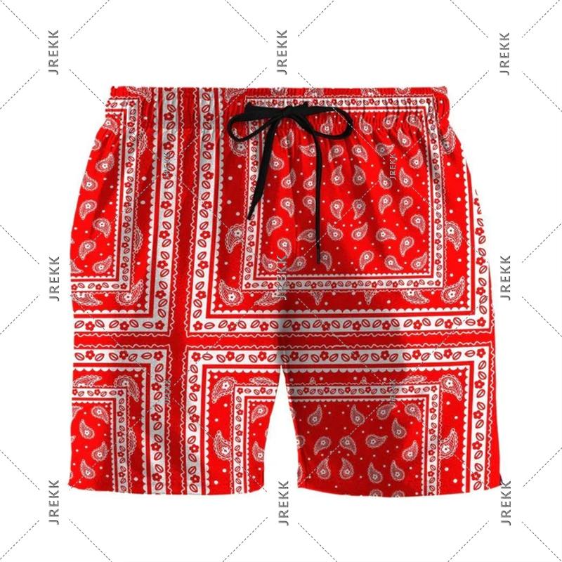 Paisley Fashion Beach Swim Shorts For Men 3D Print Quick Drying Drawstring Board Shorts Simple Square Plaid Surf Swim Trunks