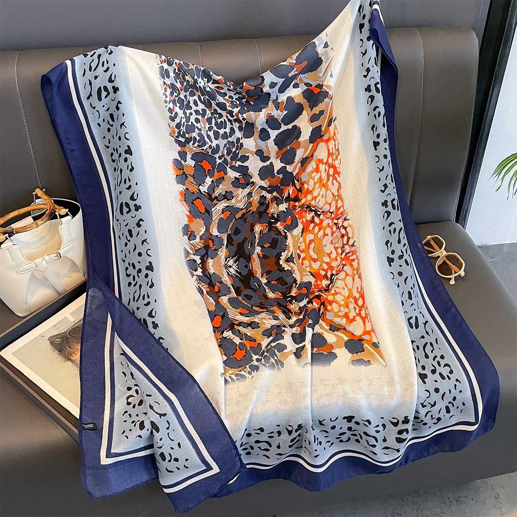 Women Cotton Linen Rose Print Scarf Shawl Hijab Muslim Long Headscarf Scarves Head Wraps Long Female Head Scarf