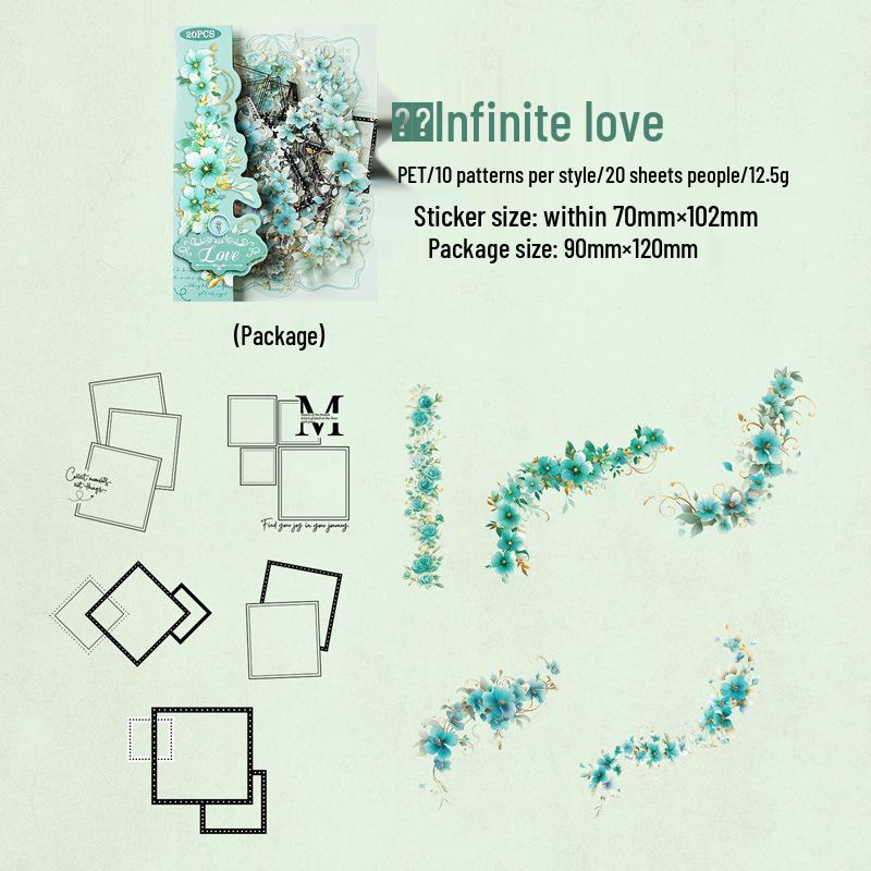 Yiniao Ретро Цветочная Серия ПЭТ Наклейки для Декора Дневника - 6 Стилей