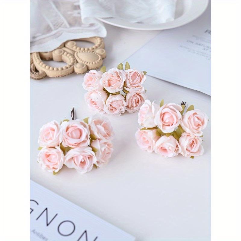 1 Bundle (6 Heads) Artificial Bouquet MINI Rose Tea Bud Letter DIY Wreath Material Candy Box Accessories Home Wedding Decoration Bride Wrist Flower