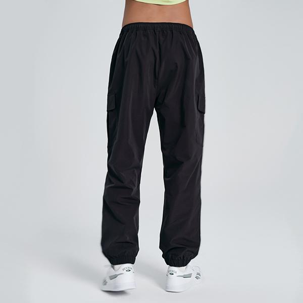 Reebok Solid Color Outdoor Casual Sports Elastic Cuffed Cargo Pants Unisex Pants Black 24SRM601UGH0