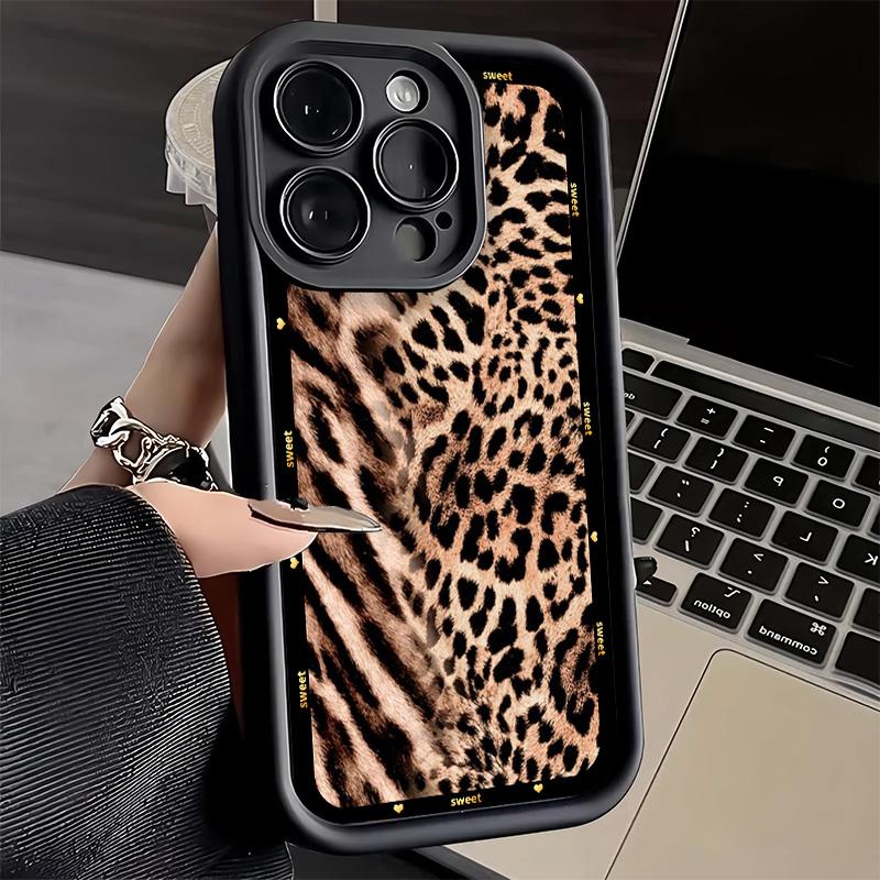 Phone Case for iPhone 17 Air 16E 15 16 Pro Max Fashion Sweet Leopard Print Cover 14 Plus 13 12 Mini Soft Shell Silicone Fundas