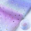 150x90cm Rainbow Organza Tissu Tulle Fabric Glittering for Sewing Children's Dress Star Mesh Fabric DIY Background Decoration
