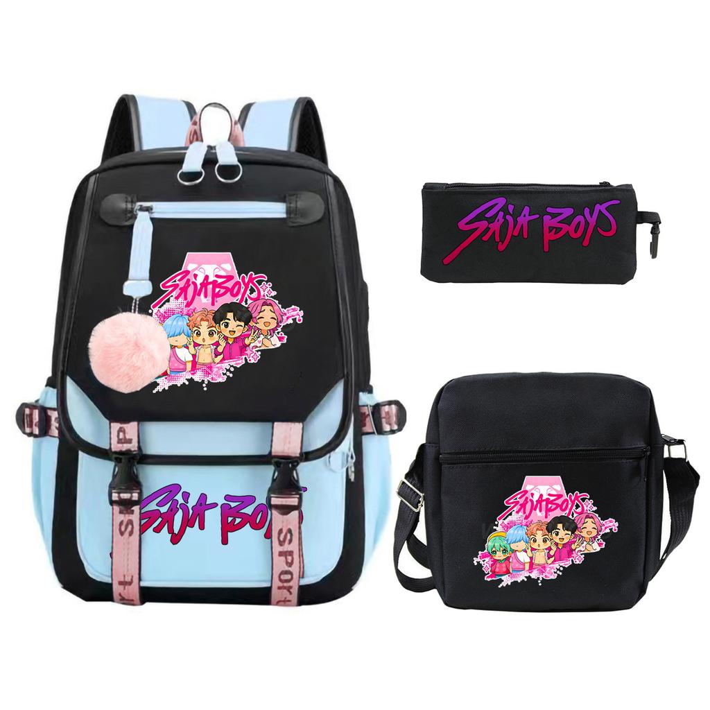 K-Pop Anime Cartoon Portable Shoulder Backpack Student Leisure School Bag Three-Piece Set
