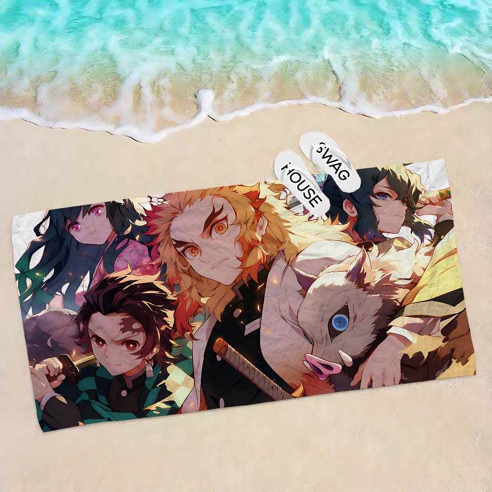 Demon Slayer Cartoon Beach Towel Cute Kawaii Room Decor Bath Girls Children Hand Towels For Bathroom Shower