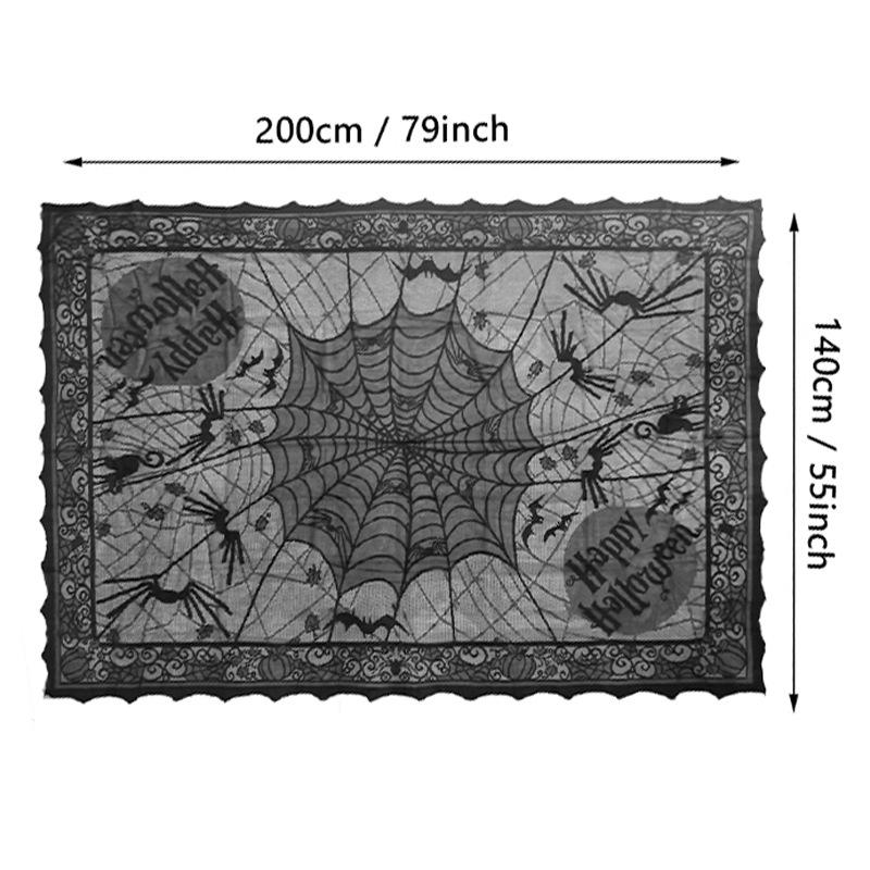 Halloween Spider Web Lace Tablecloth Simple Black Haunted House Skull Pumpkin Table Cloth for Party Home Decoration Table Decor
