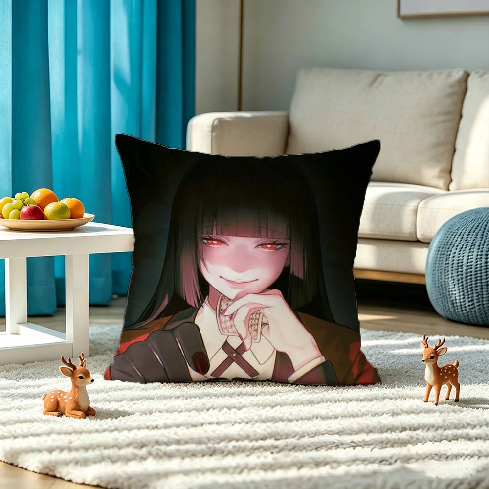 K-Kakegurui ANIME Pillow Case Square Double-Sided Sofa Cushion Cover Bedroom Bedside Pillow