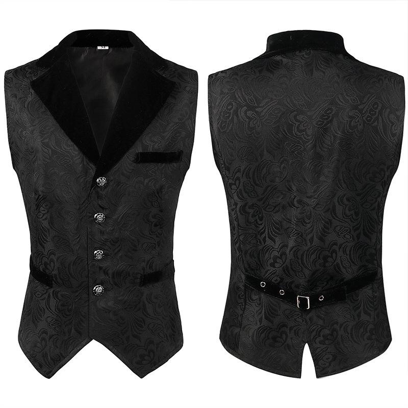 2025 Gothic Medieval Men's Vest and Waistcoat Set for Spring/Autumn - European & American Style Stage Costume