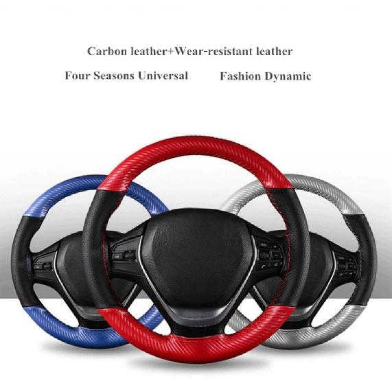 Car Steering Wheel Cover 15 inch/38 cm Soft Fiber Leather  Anti-slip Steering-Wheel Braid Stitch On Wrap With Needle Thread