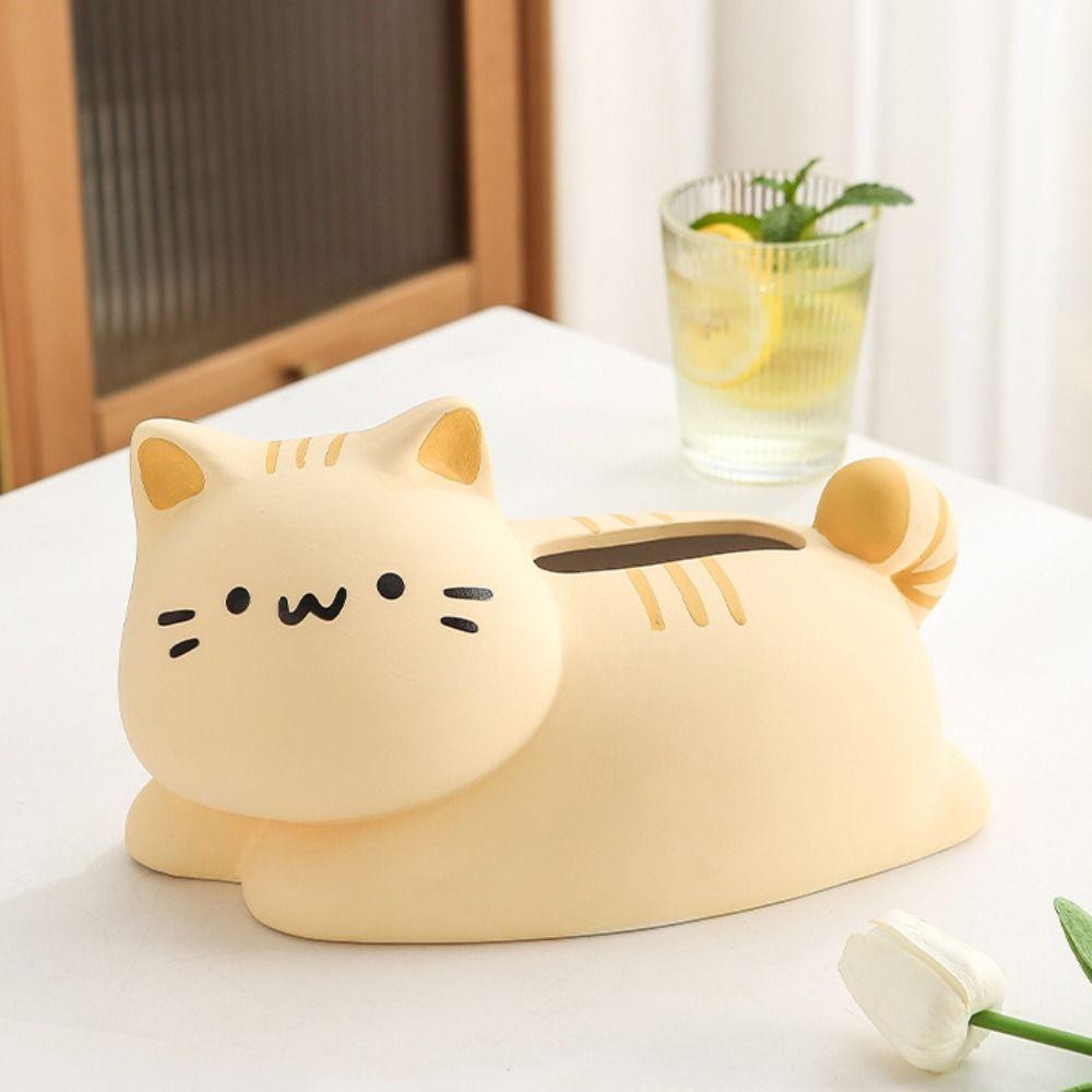 Cute Cat Tissue Box Ceramic Paper Storage Holder Home Storage Supplies Napkin Organizer  Gift