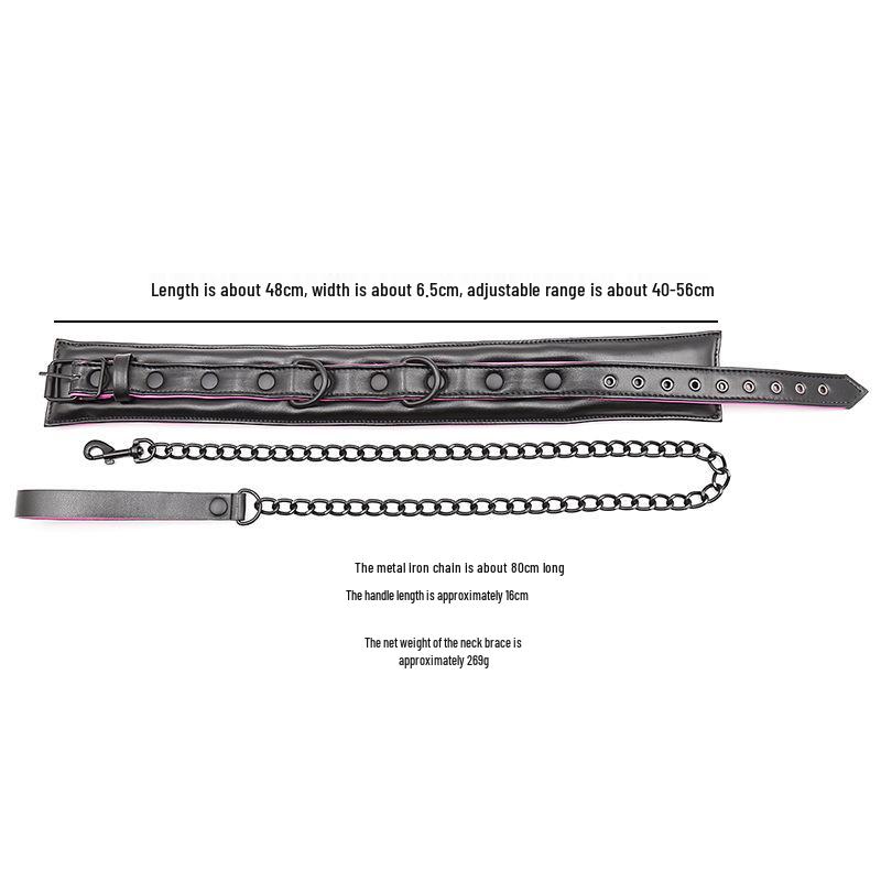 Soft PU Leather Handcuffs and Collar Set with Leash