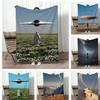 Retro Surreal Sci-Fi Photography Throw Lightweight 240g Flannel Blanket Soft Skin-friendly for Summer Cooling