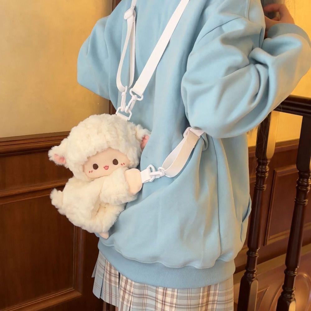 

Penguin Lamb Crossbody Bag Detachable Shoulder Strap Backpack Cute Plush Bag Women