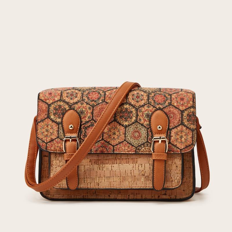Large Capacity Single Shoulder Crossbody Bag Printed Bag Women's Retro Ethnic Style Messenger Bag