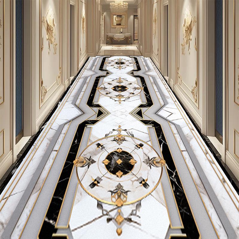 Luxury Long Corridor Carpet European High End Hallway Carpet Non-slip Stairway Home Decor Rug Washable Runner Aisle Kitchen Mats