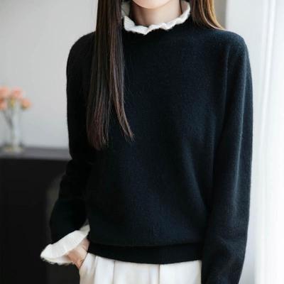 Damen Pullover 100% Wolle Rollkragen Strickpullover Dicke Winterpullover Damen Strickoberteile