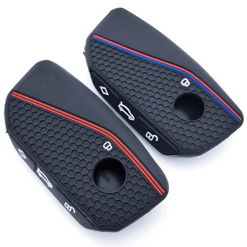 Silicone Car Remote Key Case Cap Cover Shell Fob Holder For Bmw Series 7 735I 740Li X7 X1 U11 I7 G07 Lci Xm Accessories