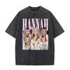 Vintage TV Character Pop Star Singer Hannah Montana T Shirts Unisex Women Fashion Aesthetic Washed Short Sleeve Tshirts Streetwear