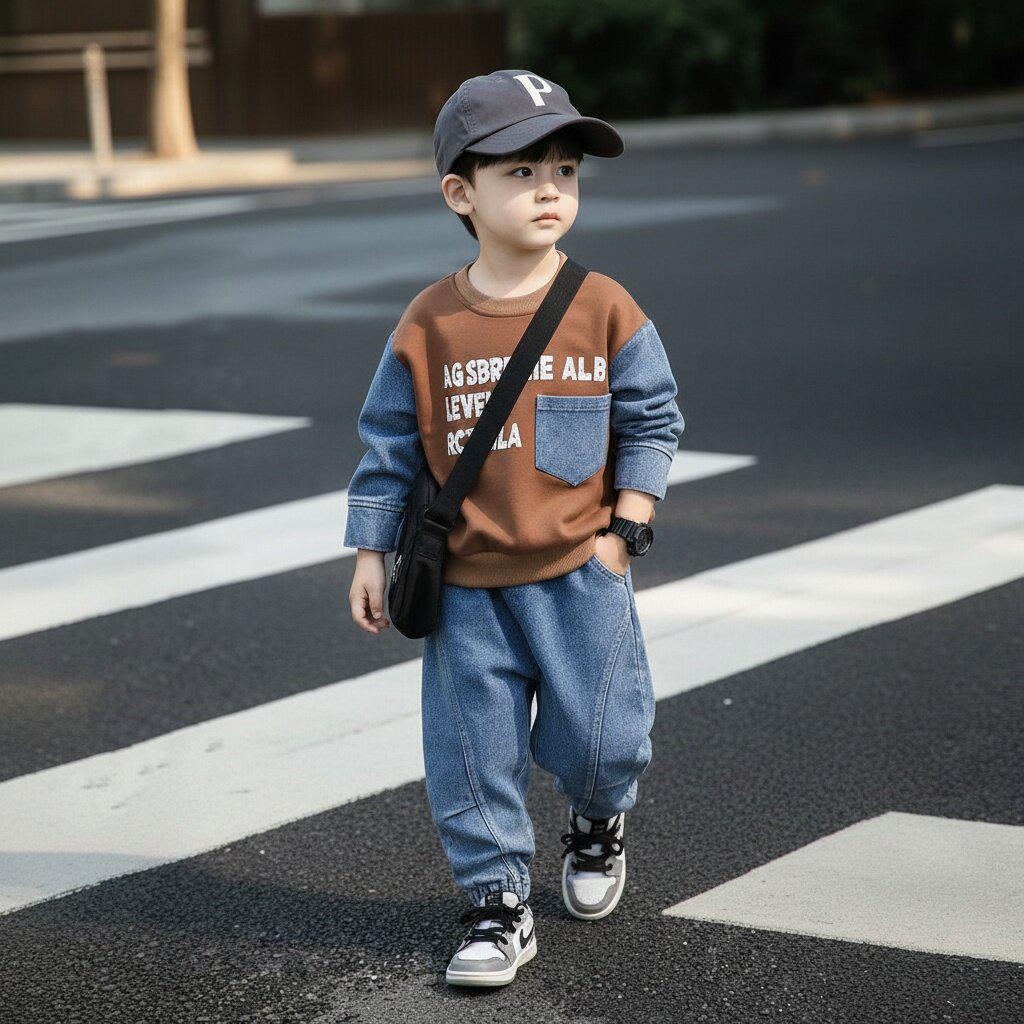 Boys' Stylish Spring & Autumn Hoodie Set 2026: Cool Two-Piece Baby Outfit