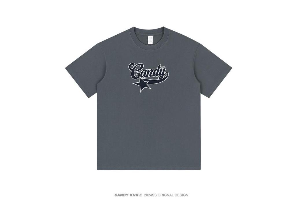 Amerikanisches Retro Vintage Unisex Schwergewicht Baumwoll Rundhals T-Shirt