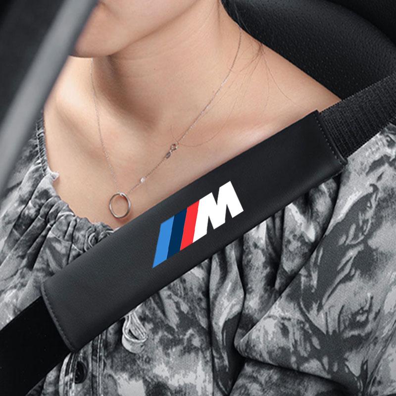 Car Seat Belt Covers Safety Pad Cushion Protector For BMW M Power X1 e84 X3 f25 X5 e53 x6 e71 ix3 i3 320i 330d M4 1 3 5 Series RW7
