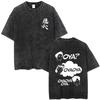 Washed Vintage Anime Haikyuu Bokuto Kotaro Double Sided Print T-shirt Casual Oversized T Shirts Cotton T-shirts Unisex