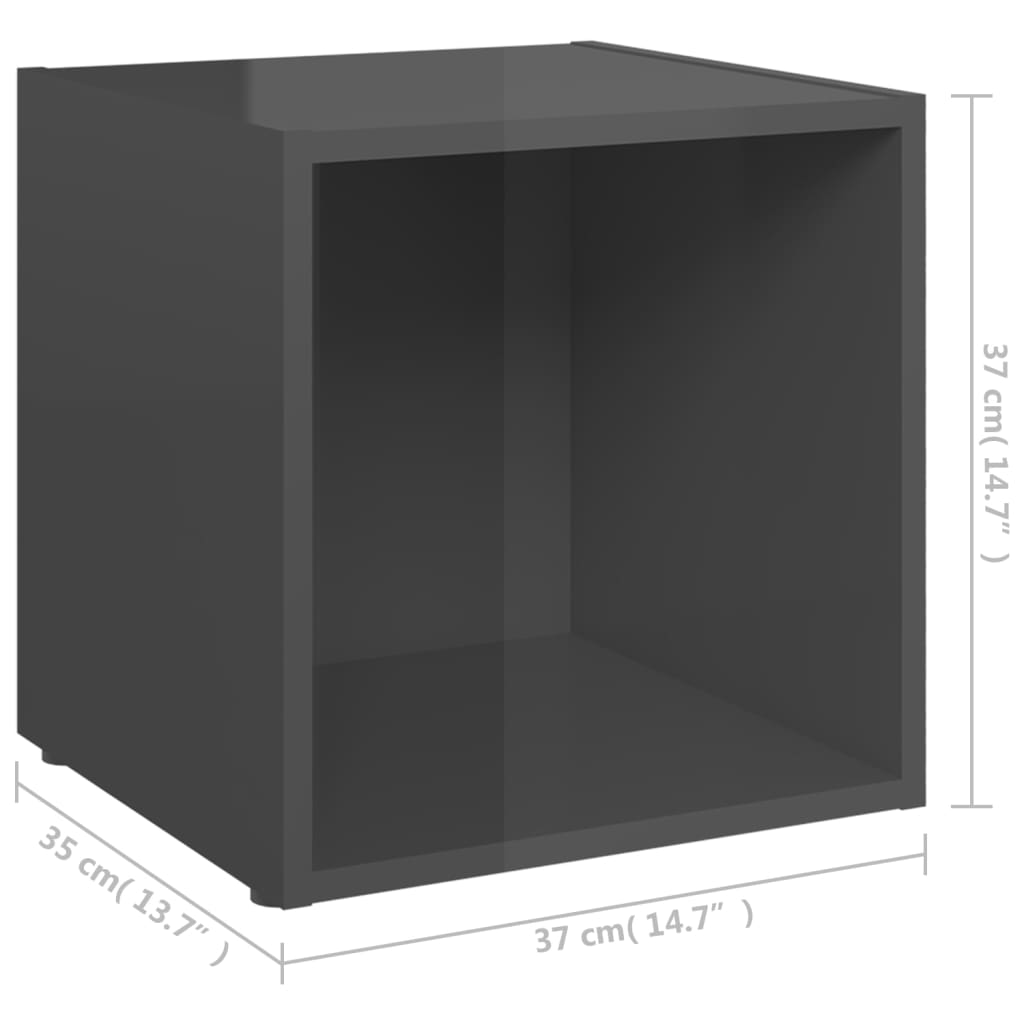 TV Stands (Set of 4) High Gloss Grey 37 X 35 X 37 Cm Engineered Wood