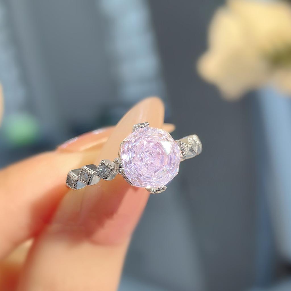 Octagonal Millennium Rose Cut Colorful Pink Diamond Pendant Set High Carbon Diamond Paraiba Ring Earrings