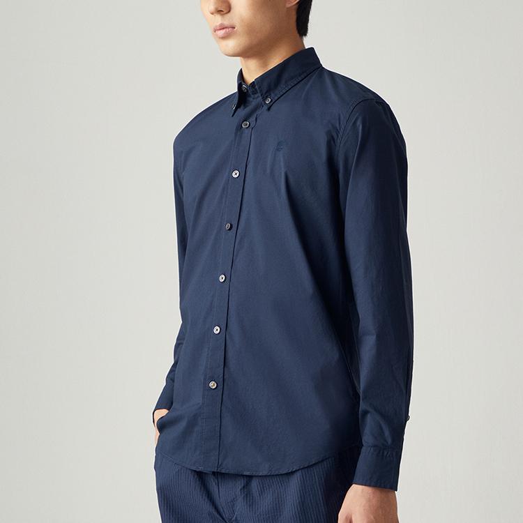 Timberland Embroidered Logo Slim Fit Long Sleeve Shirt Men Shirts Deep-Sapphire-Blue A2ERT-433