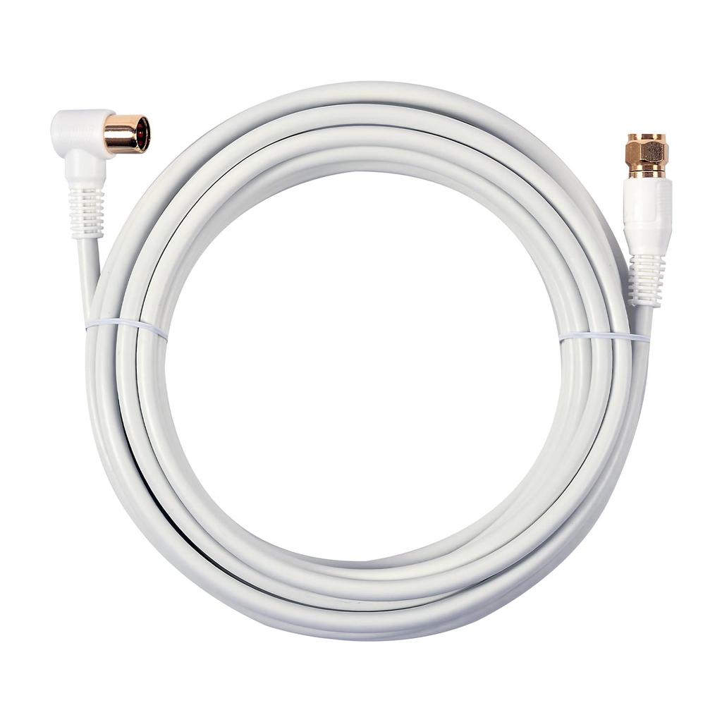 TV-Anschlusskabel S4C 5m L-Stecker gerader Schraubstecker weiß N-CAT - NC4GLF5W-PP