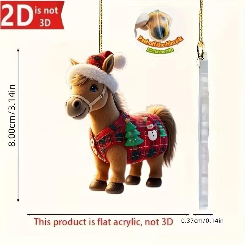 Ornament Pandantiv Acrilic 2D Cal de Crăciun Decor Festiv Pentru Interior Exterior Copaci Decorațiune Agățată Accesorii de Petrecere