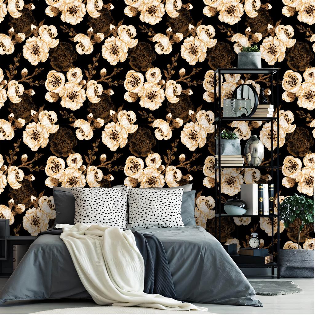Thickened Wallpaper Self-Adhesive High-End Wall Decoration Flower Green Plant Wall Sticker Room Decoration