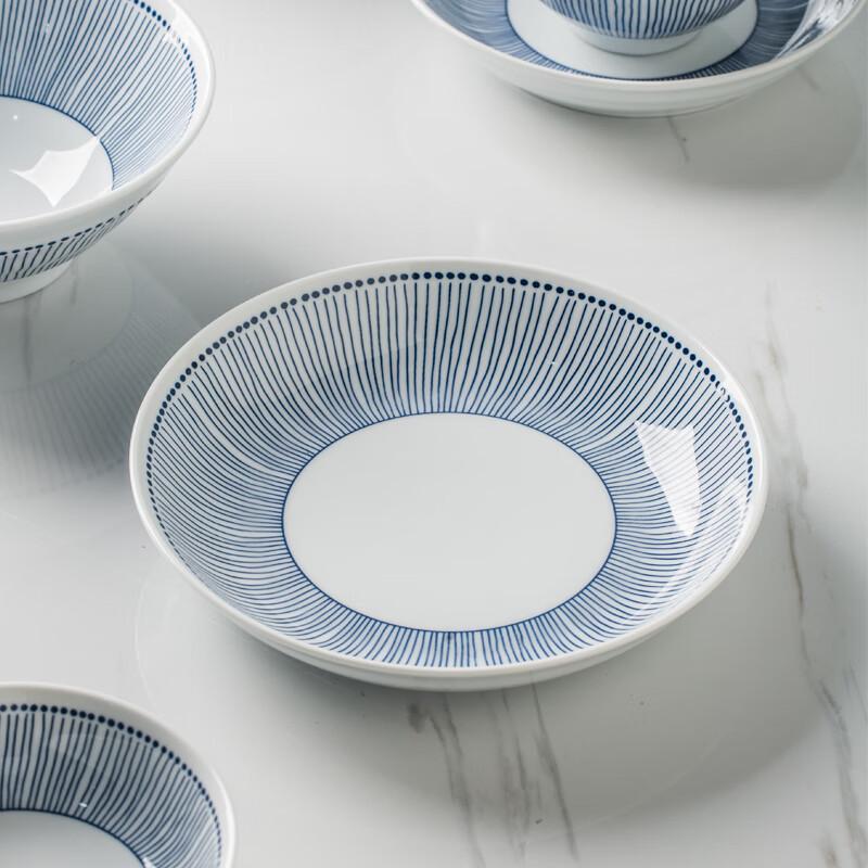 Japanese Style Underglaze Ceramic Deep Plates (Set of 2)