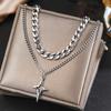 Fashion Punk Double Layer Star Pendant Necklace Men's Woman's Personality Hip Hop Designs Collarbone Chain Unisex Jewelry