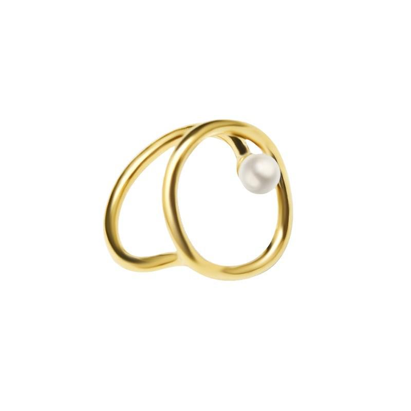 Modă Europeană & Americană Inel din Oțel Titan pentru Femei, Placat cu Aur de 18K, Păstrarea Culorii.