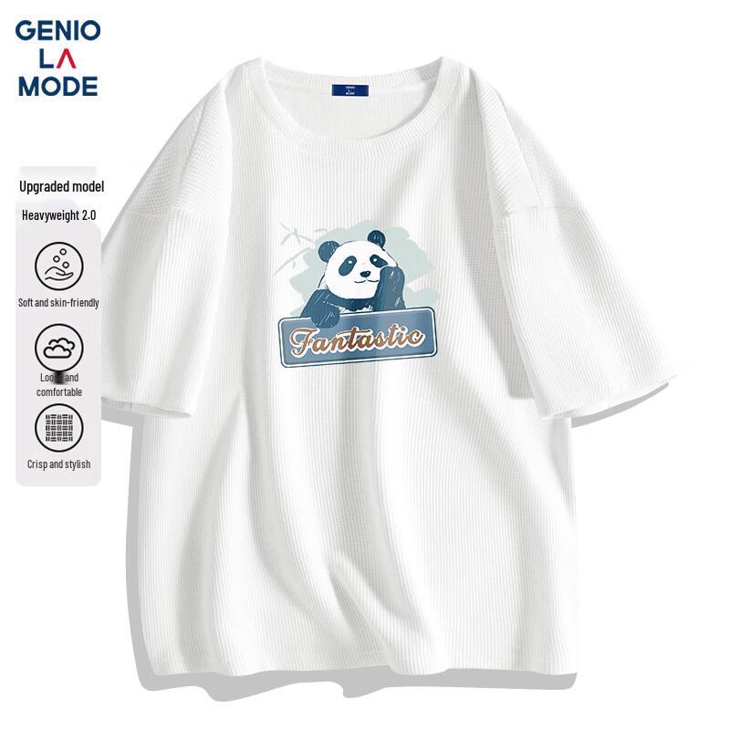 GENIOLAMODE Men s Waffle Knit Heavyweight Short Sleeve T-Shirt 3XL