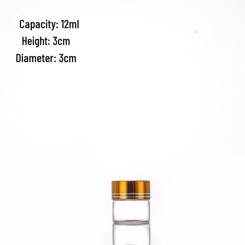 Oxidized Gold Cap Small Glass Bottle with Sealed Crystal Stone, 30mm Diameter Glass Tube for Bean Storage and Dispensing.