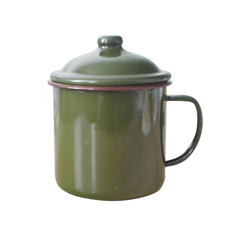 Changqi Klassische Militärgrüne Emaille-Tassen (2er-Pack)