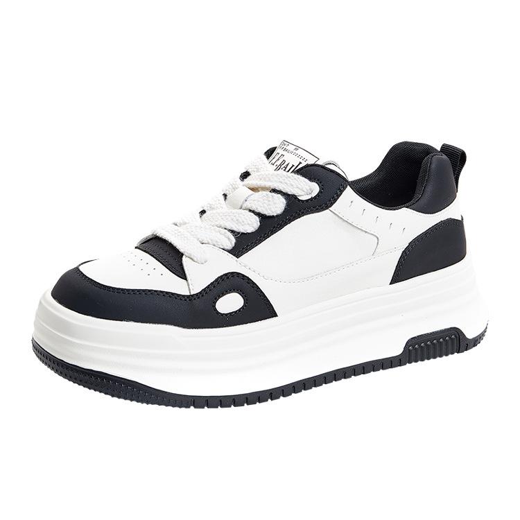 Dicke Sohle Samtleder kleine weiße Schuhe für Damen lässige vielseitige höhenerhöhende Muffin Rindsleder Board Schuhe für Damen