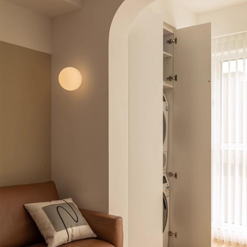 Nordic LED Glass Wall Light Milk White Color Ball Ceiling Light Minimalist Bathroom Corridor Balcony Bedroom Entrance Lighting