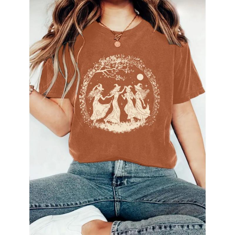 Women's Summer New Fashion Short-sleeved Halloween Printing Trend T-shirt Tops