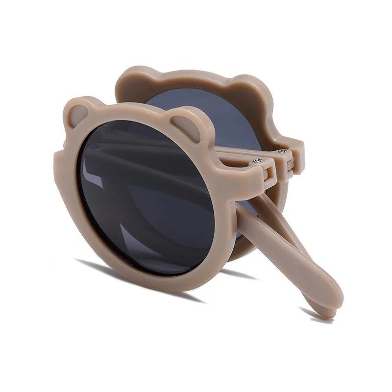 

New Folding Children S Fashion Bear Sunglasses Cute Glasses For Boys Girls Baby Sunshade And Uv Protection